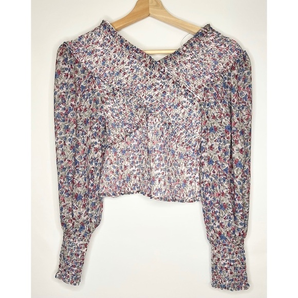 BB Dakota x Steve Madden Top Smock Factor Blue Pink XS NWT - Picture 4 of 8